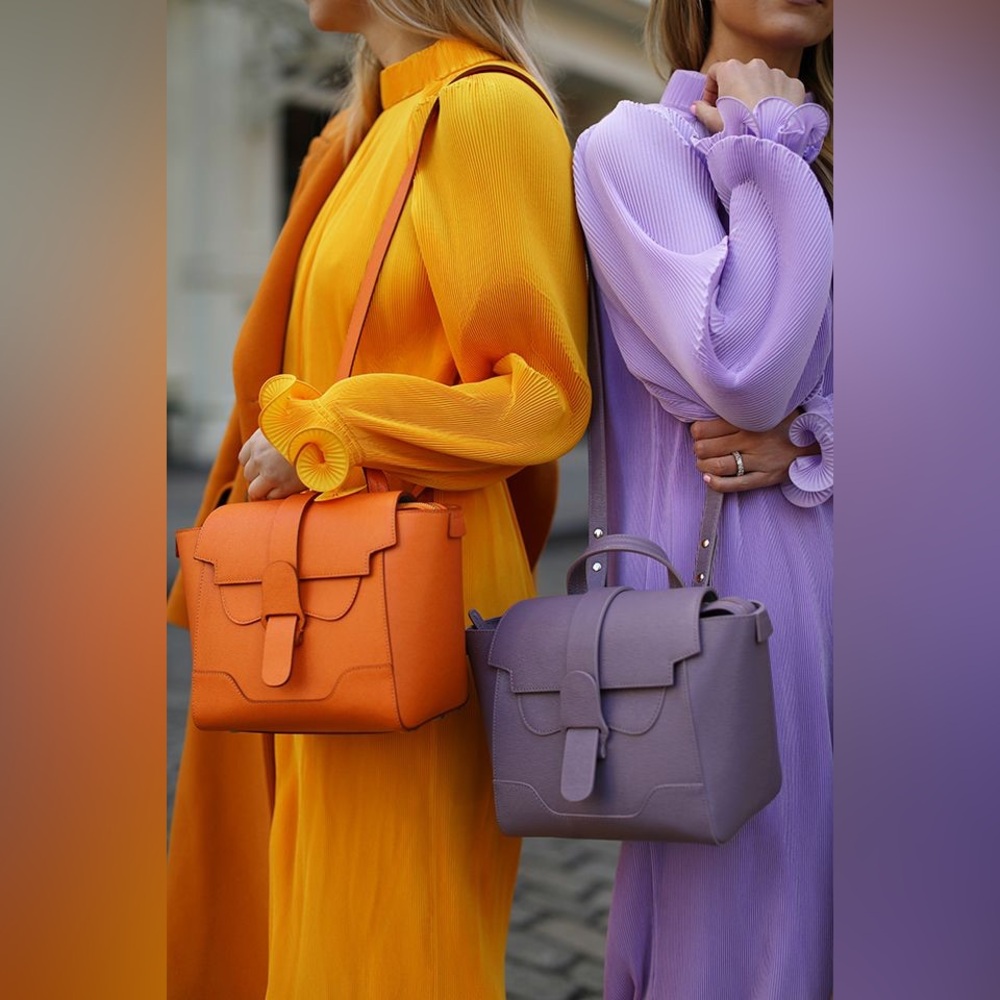 Orange pebbled leather Senreve Mini Maestra bag - Picture 11 of 12